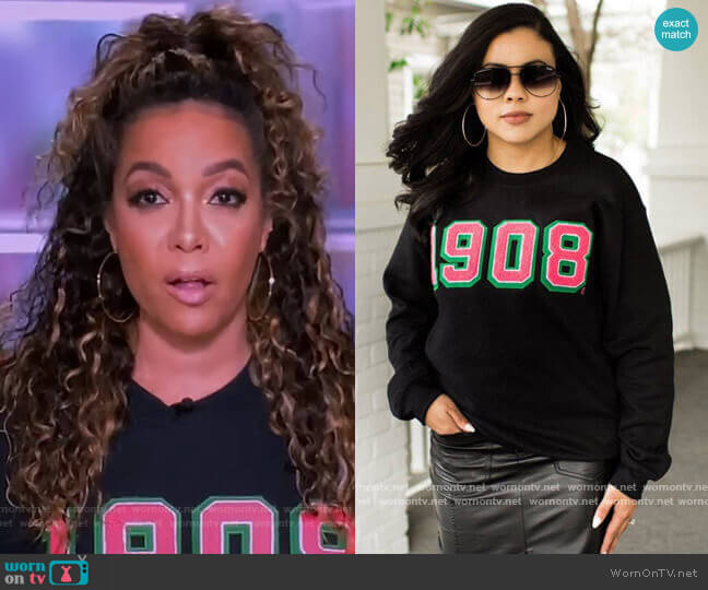 Black 1908 Sweatshirt by Fashionably Greek worn by Sunny Hostin on The View