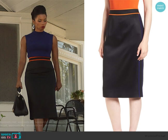 Vartona Piped Pencil Skirt by BOSS worn by Catherine Wilder (Angel Parker) on Marvels Runaways