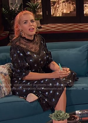 Busy’s black floral lace panel dress on Busy Tonight