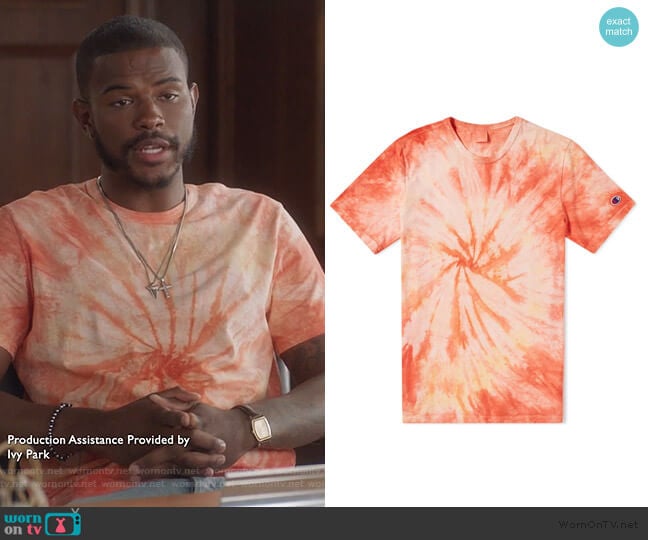 Reverse Weave Tie Dye Tee by Champion worn by Aaron Jackson (Trevor Jackson) on Grown-ish