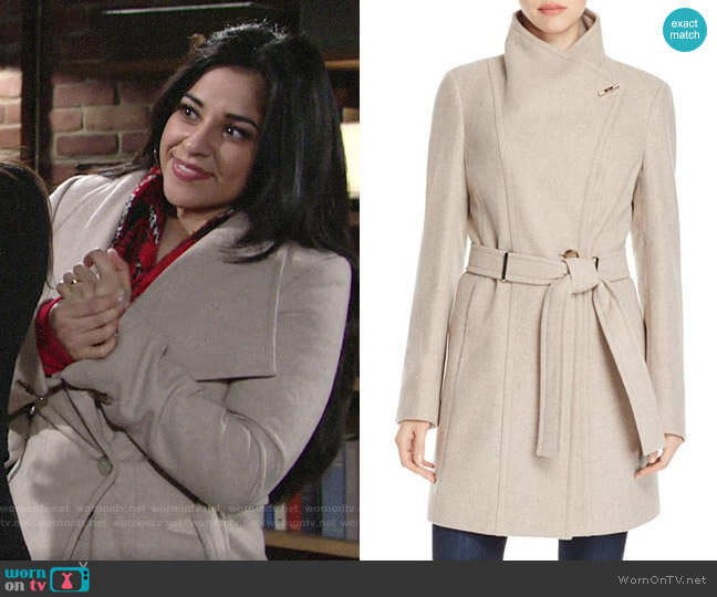Calvin Klein Toggle Wrap Coat worn by Mia Rosales (Noemi Gonzalez) on The Young & the Restless