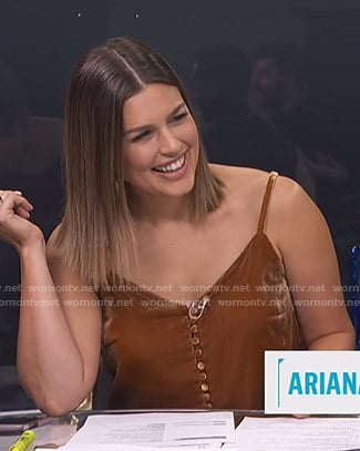 Carissa’s brown velvet camisole on E! News Daily Pop