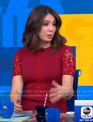 Cecilia’s red lace inset dress on Good Morning America
