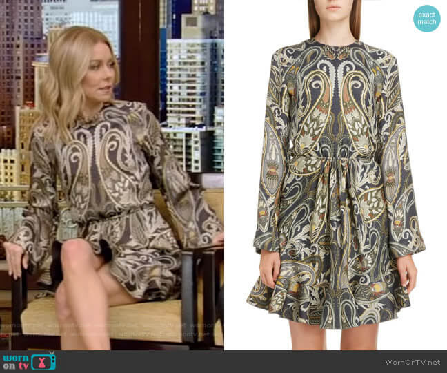 Paisley Silk Blend Minidress by Chloe worn by Kelly Ripa on Live with Kelly and Mark