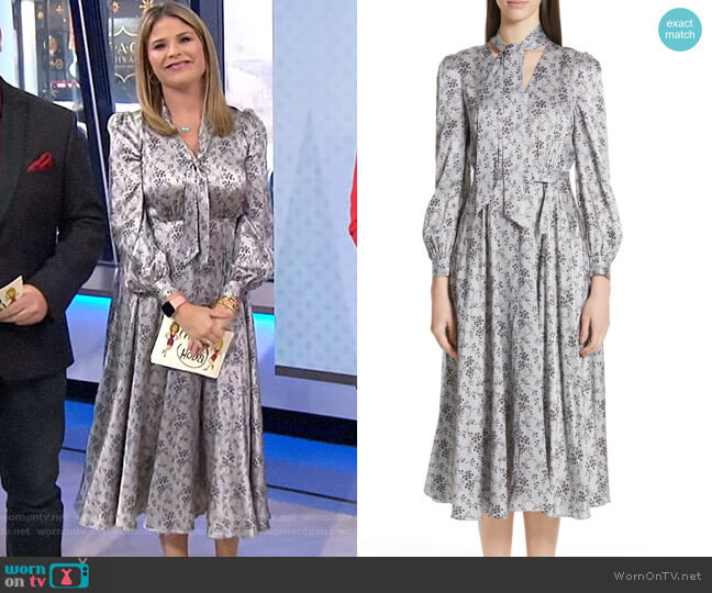 Floral Print Tie Neck Silk Dress by Co worn by Jenna Bush Hager  on Today