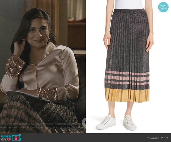 Pleated Midi Skirt by Derek Lam 10 Crosby worn by Cristal Jennings (Daniella Alonso) on Dynasty