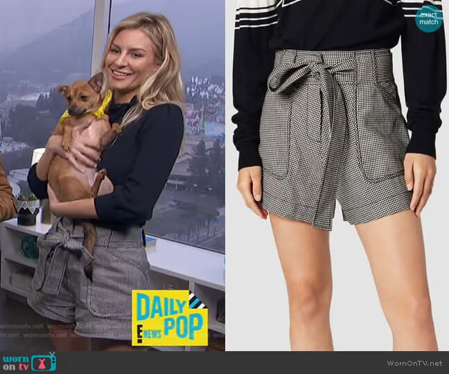 Belted Houndstooth Linen Cotton Short by Derek Lam 10 Crosby worn by Morgan Stewart on E! News