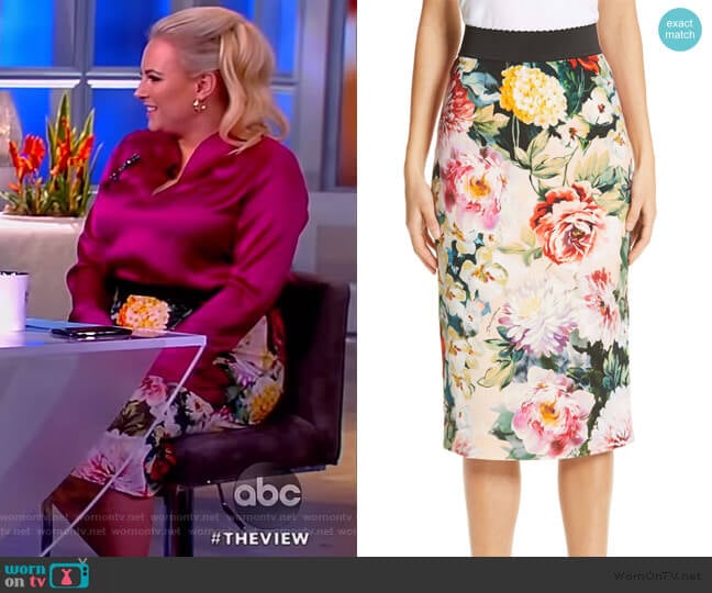 Floral Print Cady Pencil Skirt by Dolce & Gabbana worn by Meghan McCain on The View