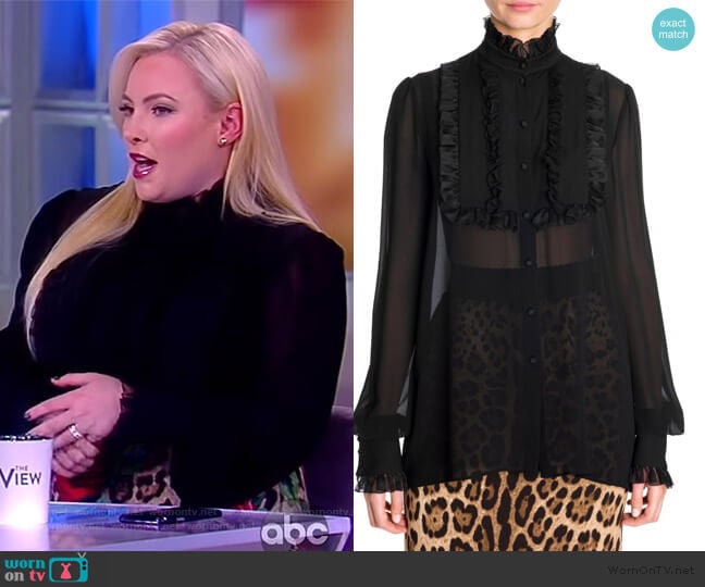 Silk Georgette Ruffle Bib Blouse by Dolce & Gabbana worn by Meghan McCain on The View