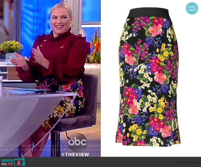 Floral-print silk-blend Skirt by Dolce & Gabbana worn by Meghan McCain on The View