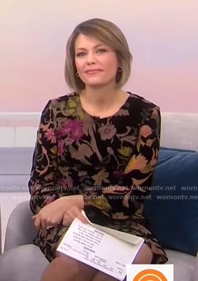 Dylan’s black floral velvet dress on Today