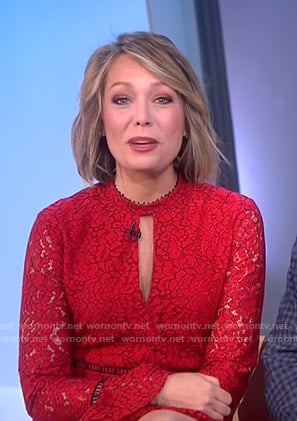 Dylan’s red keyhole lace dress on Today