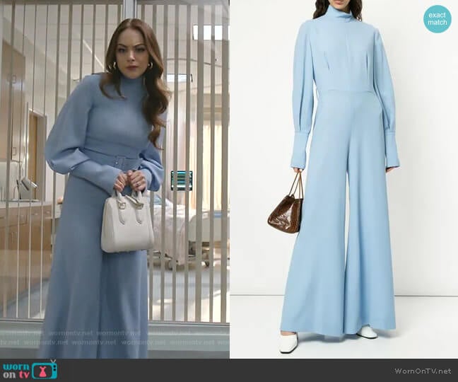 Flared Leg Jumpsuit by Emilia Wickstead worn by Fallon Carrington (Elizabeth Gillies) on Dynasty