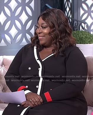 Loni’s black button front sweater dress on The Real