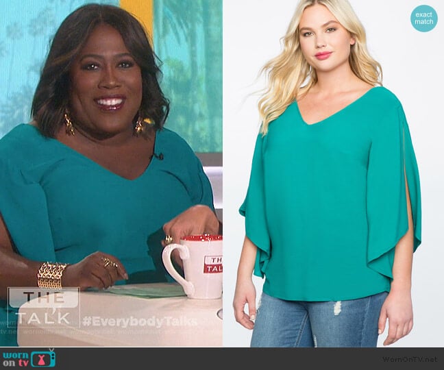 Flare Sleeve Bow Back Top by Eloquii worn by Sheryl Underwood on The Talk