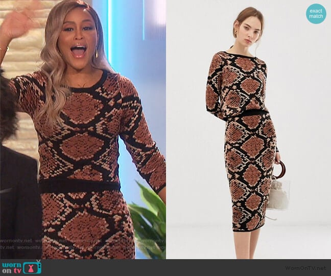 Snake Pattern two-piece Sweater and Skirt by Asos worn by Eve on The Talk