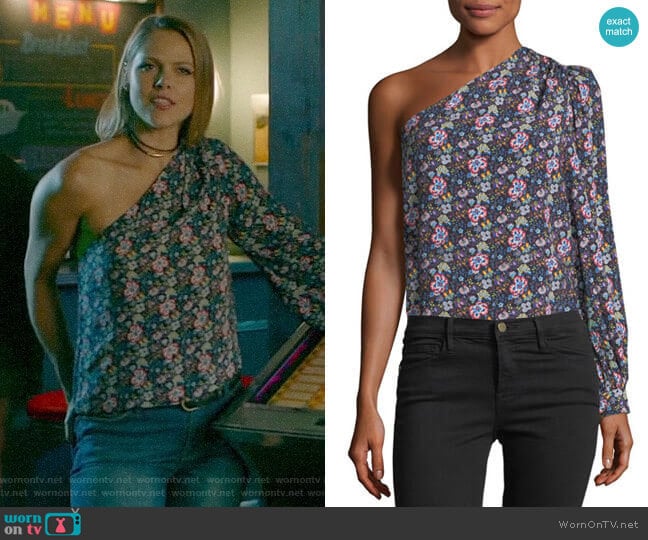 Frame  One-Shoulder Floral-Print Top worn by Isobel Evans-Bracken (Lily Cowles) on Roswell New Mexico