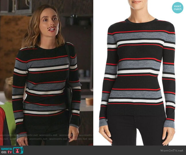 Striped Rib-Knit Sweater by Frame worn by Angie (Leighton Meester) on Single Parents