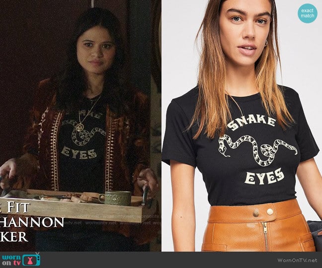 Free People Snake Eyes Weekend Tee worn by Mel Vera (Melonie Diaz) on Charmed