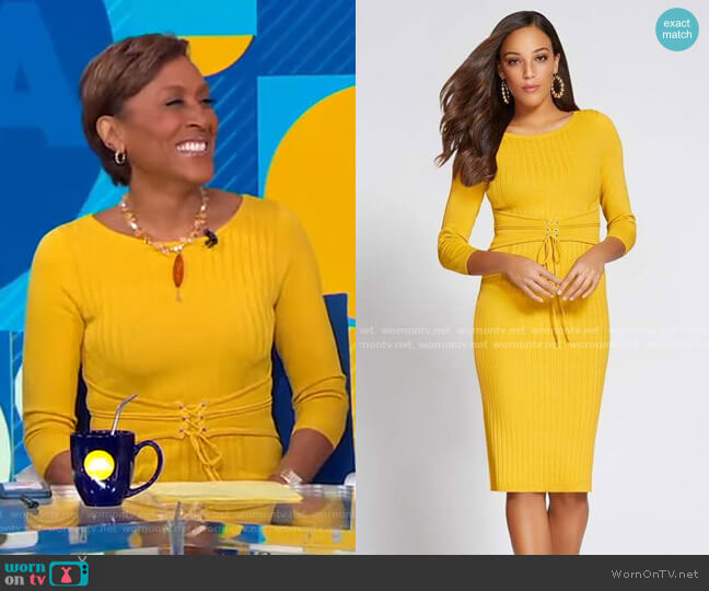 WornOnTV: Robin’s yellow ribbed corset dress on Good Morning America ...