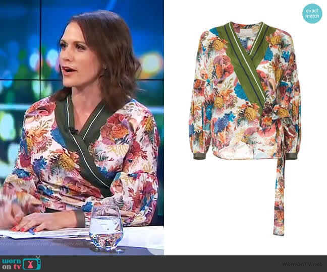 Submerge floral print wrap top by Ginger & Smart worn by Rachel Corbett on The Project