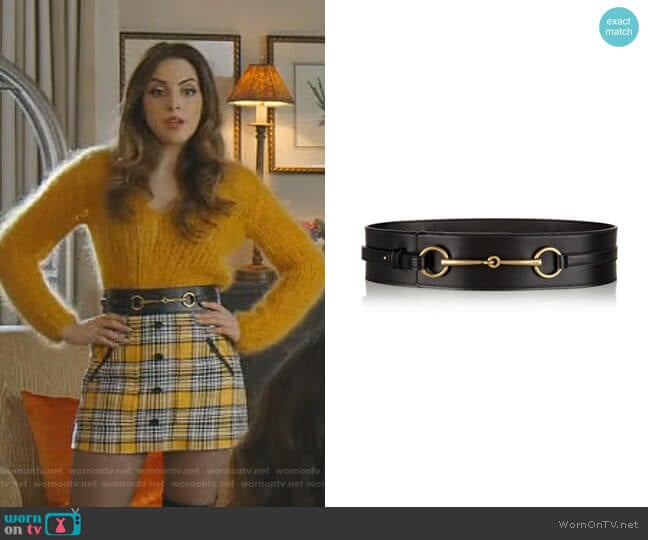 Wide Leather wWaist Belt by Gucci worn by Fallon Carrington (Elizabeth Gillies) on Dynasty