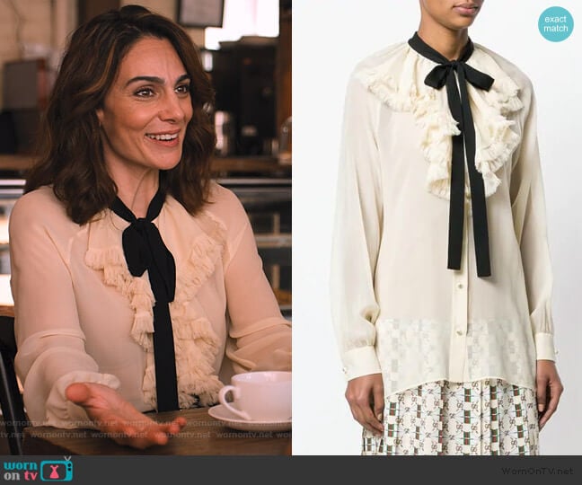 Ruffled Blouse by Gucci worn by Samantha Delmonico (Annie Parisse) on Friends from College