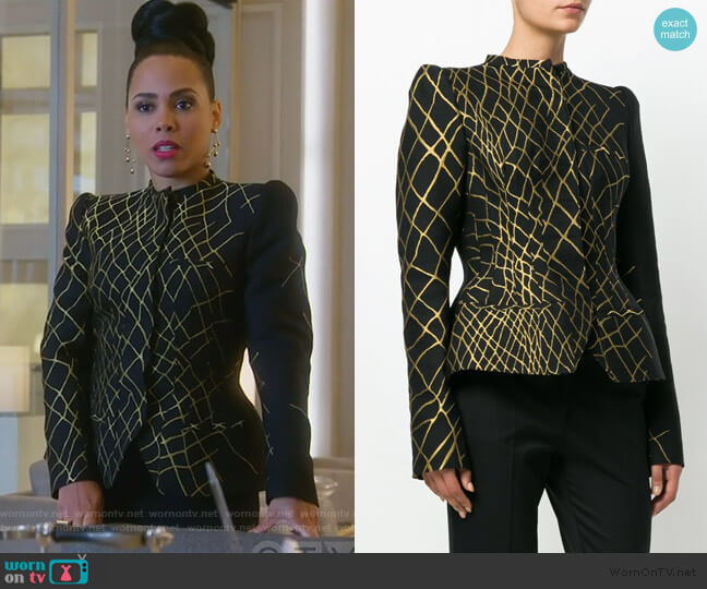 Hourglass Fitted Jacket by Haider Ackermann worn by Tegan Price (Amirah Vann) on How to Get Away with Murder