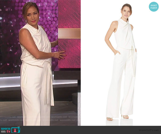 Cowl Drape Jumpsuit by Halston Heritage worn by Carrie Inaba on The Talk