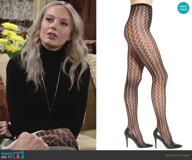 Hue Bold Herringbone Net Tights worn by Abby Newman (Melissa Ordway) on The Young and the Restless