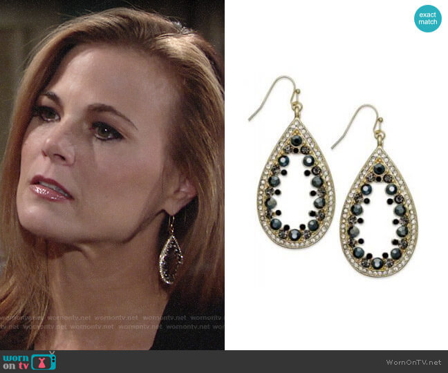 INC International Concepts Glass Stone Teardrop Earrings worn by Phyllis Newman (Gina Tognoni) on The Young and the Restless