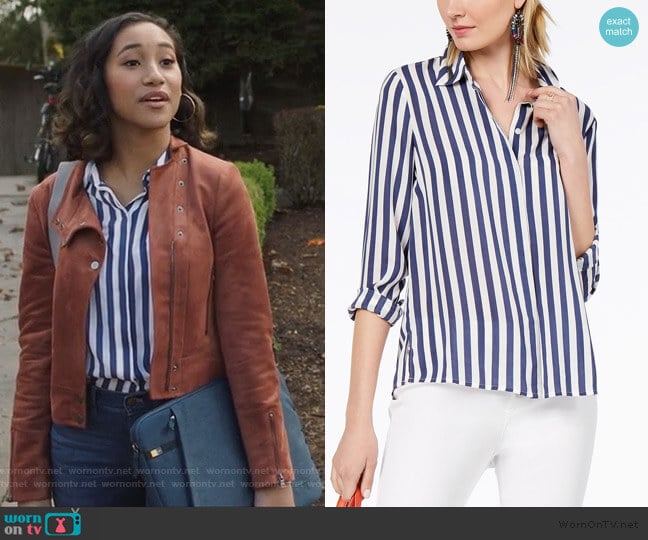 Striped Shirt by INC International Concepts worn by Caitlin Martell-Lewis (Sydney Park) on Pretty Little Liars The Perfectionists