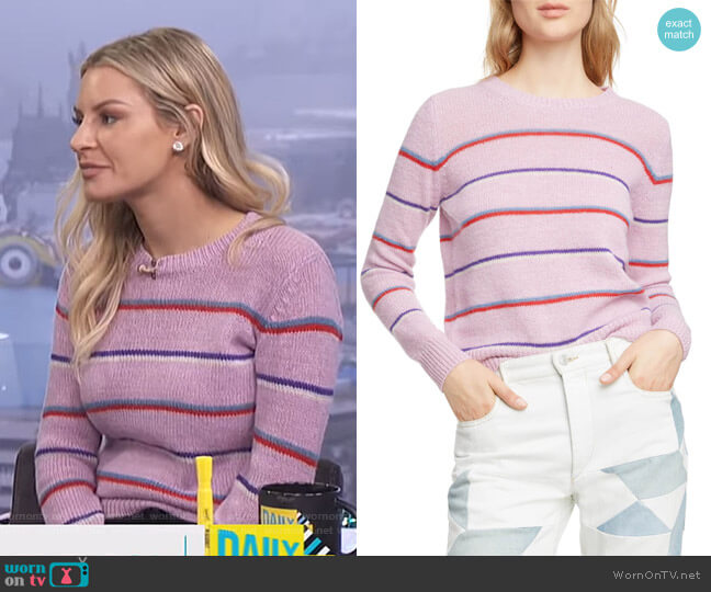 WornOnTV: Morgan’s pink striped sweater on E! News Daily Pop | Morgan ...