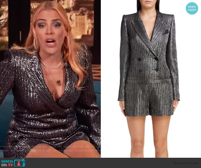 Metallic Double Breasted Romper by Isabel Marant worn by Busy Philipps on Busy Tonight