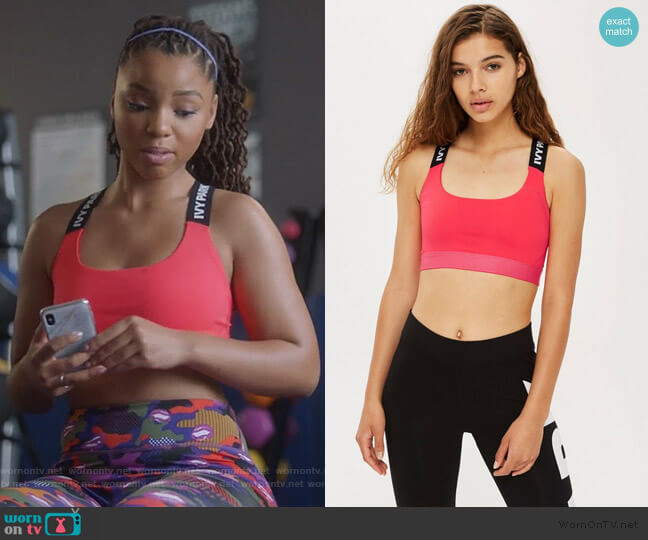 Logo Tape Bra by Ivy Park worn by Jazlyn Forster (Chloe Bailey) on Grown-ish