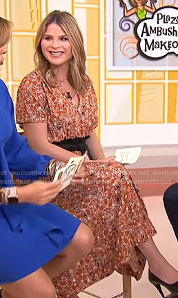 Jenna’s orange floral v-neck dress on Today