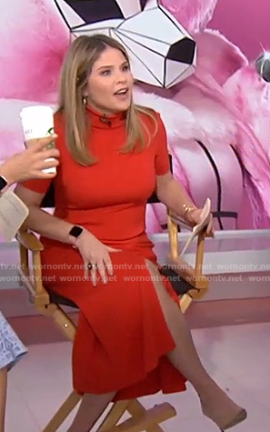 Jenna’s red turtleneck slit dress on Today