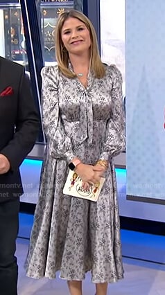 Jenna's grey floral tie neck dress on Today