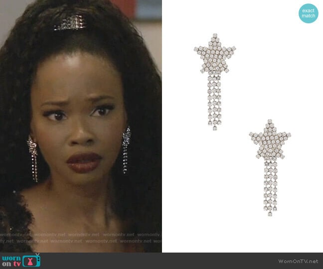 Shooting Star Earrings by Jennifer Behr worn by Monica Colby (Wakeema Hollis) on Dynasty