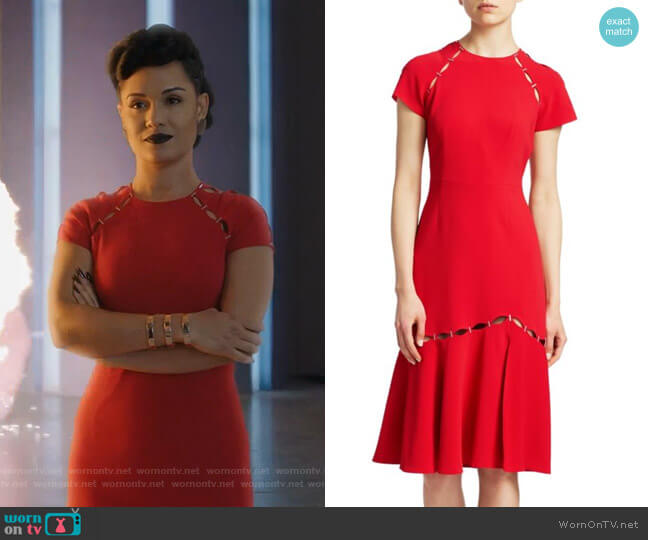 Cut-out Flounce Hem Sheath Dress by Jonathan Simkhai worn by Reeva Payge (Grace Byers) on The Gifted