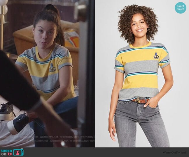 Atari Striped Tee by Junk Food worn by Mariana Foster (Cierra Ramirez) on Good Trouble