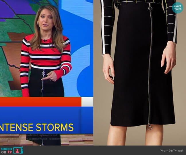 Knitted Midi Skirt by Karen Millen worn by Ginger Zee on Good Morning America