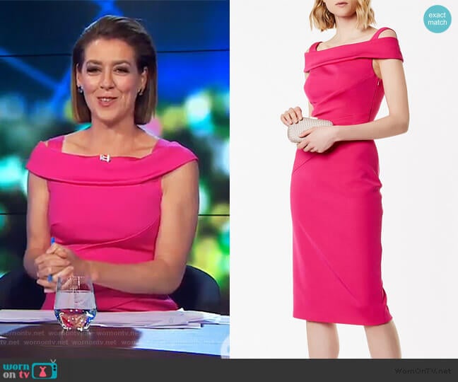 Pencil Bardot Dress by Karen Millen worn by Gorgi Coghlan on The Project