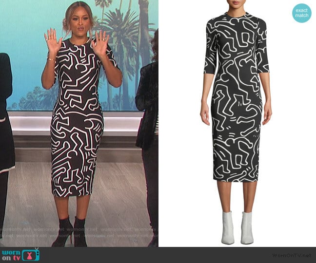 Delora Fitted Crewneck Dress by Alice + Olivia worn by Eve on The Talk