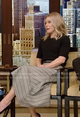Kelly’s grey striped skirt on Live with Kelly and Ryan