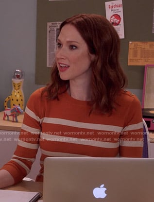 Kimmy's orange and white striped sweater on Unbreakable Kimmy Schmidt