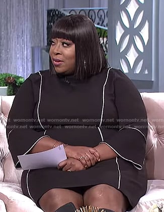 Loni's black bell sleeve dress on The Real