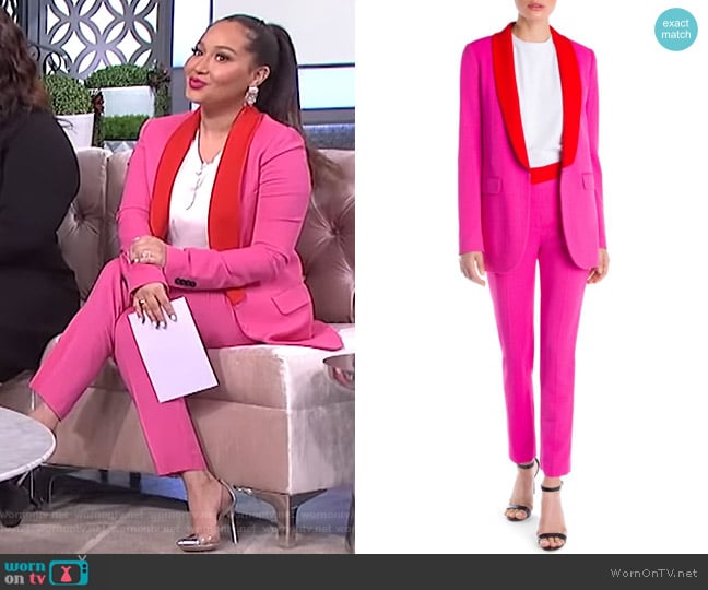 WornOnTV: Adrienne’s pink contrast suit on The Real | Adrienne Houghton ...