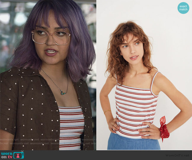 Square-Neck Tank Top in Akiva Stripe by Madewell worn by Gert Yorkes (Ariela Barer) on Marvels Runaways