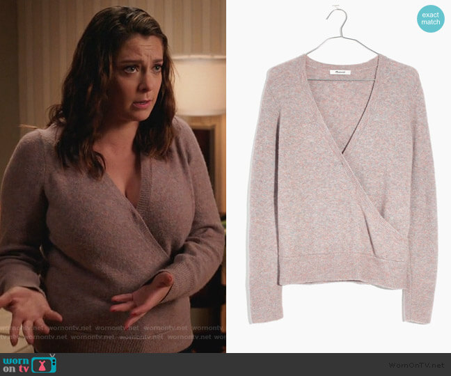 Wrap-Front Pullover Sweater by Madewell worn by Rebecca Bunch (Rachel Bloom) on Crazy Ex-Girlfriend